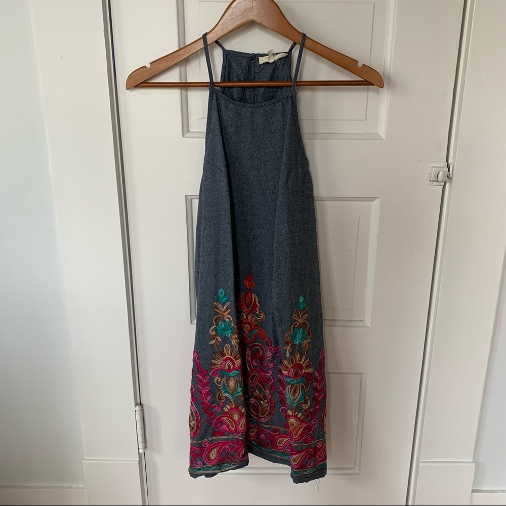 Chambray Embroidered Sundress